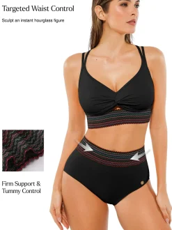 Boho Trim High Waist Tummy Control Bikini Set