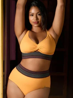 Boho Trim High Waist Tummy Control Bikini Set
