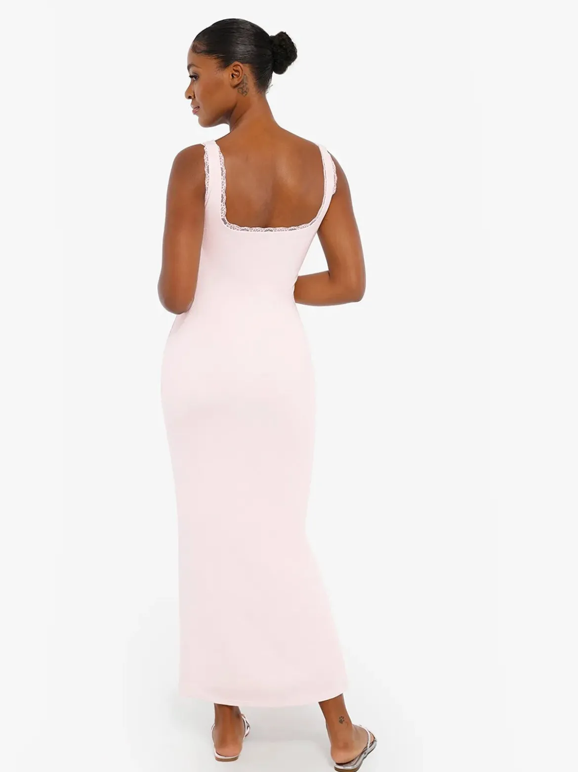 Contouring Shapewear Square Neck Modal Henley Maxi Dress