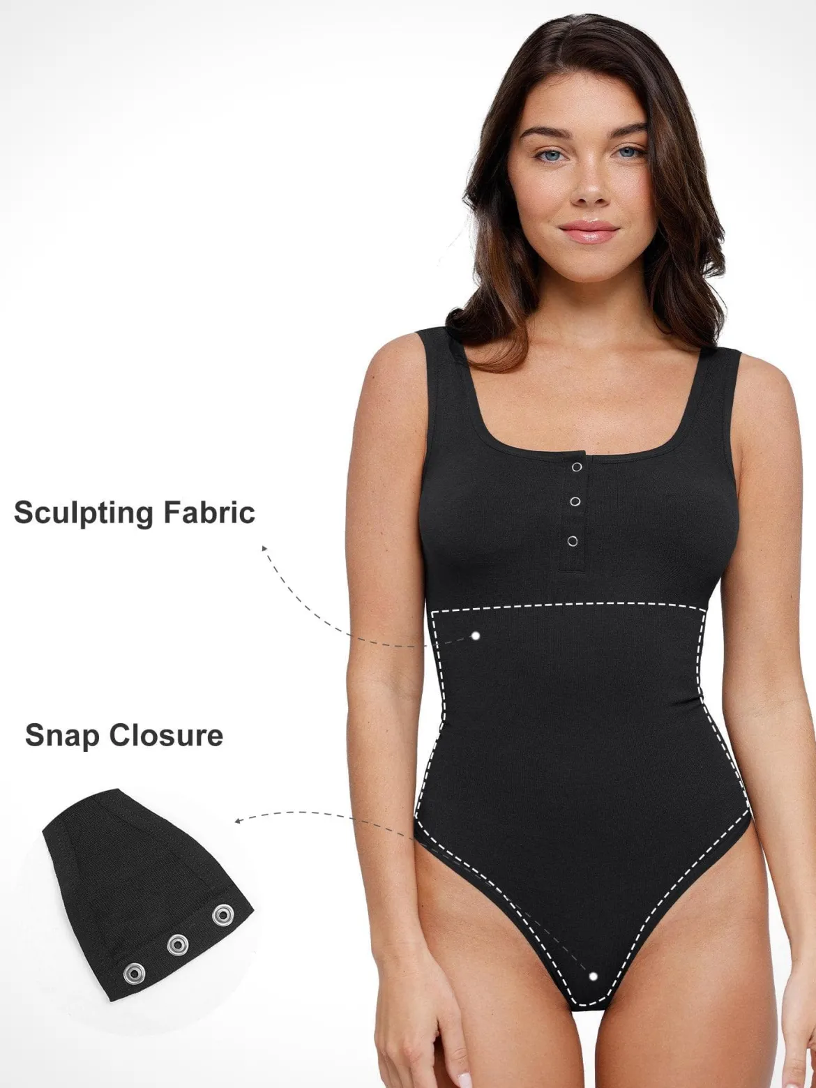 Day To Night Set Square Neck Tank Bodysuit Built-in Shapewear Pants