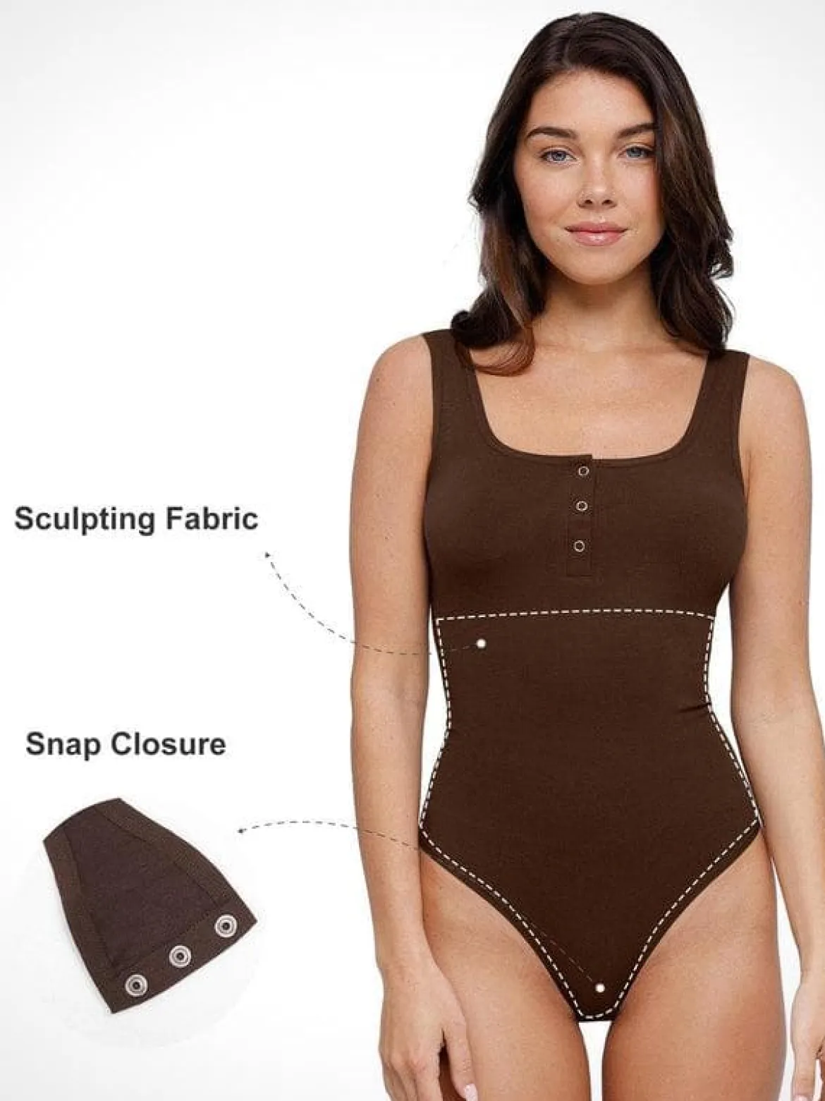 Day To Night Set Square Neck Tank Bodysuit Built-in Shapewear Pants