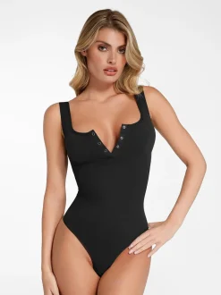 Day To Night Set Square Neck Tank Bodysuit Built-in Shapewear Pants