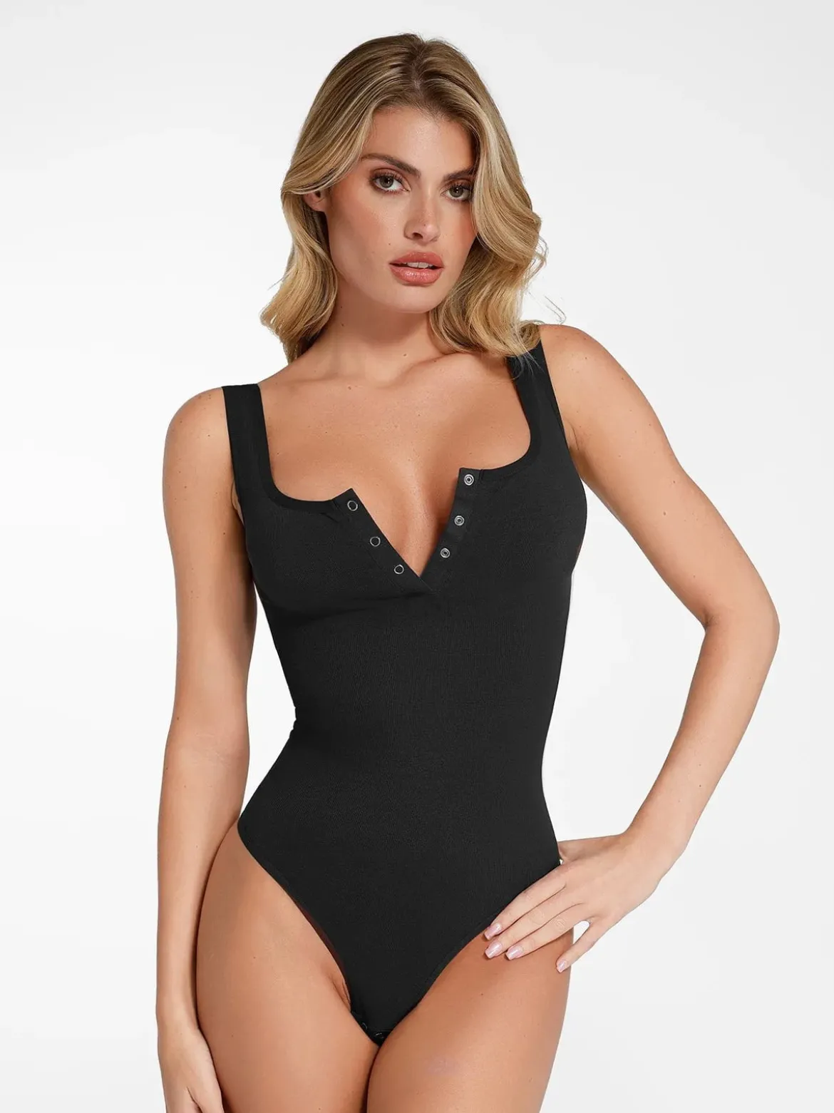 Day To Night Set Square Neck Tank Bodysuit Built-in Shapewear Pants