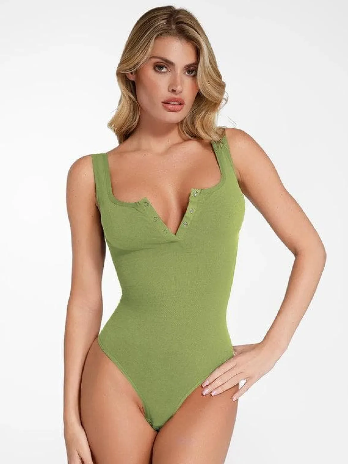 Day To Night Set Square Neck Tank Bodysuit Built-in Shapewear Pants