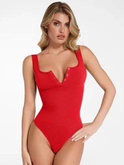 Day To Night Set Square Neck Tank Bodysuit Built-in Shapewear Pants