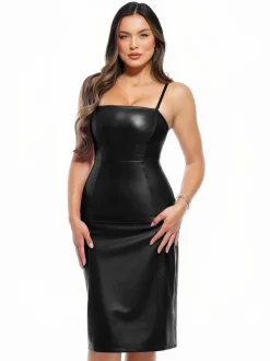 Dual-Wear Sculpting Faux Leather Dress