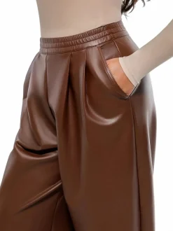 Faux Leather High Waisted Wide Leg Pants