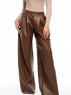 Faux Leather High Waisted Wide Leg Pants