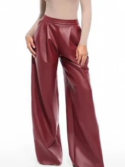 Faux Leather High Waisted Wide Leg Pants