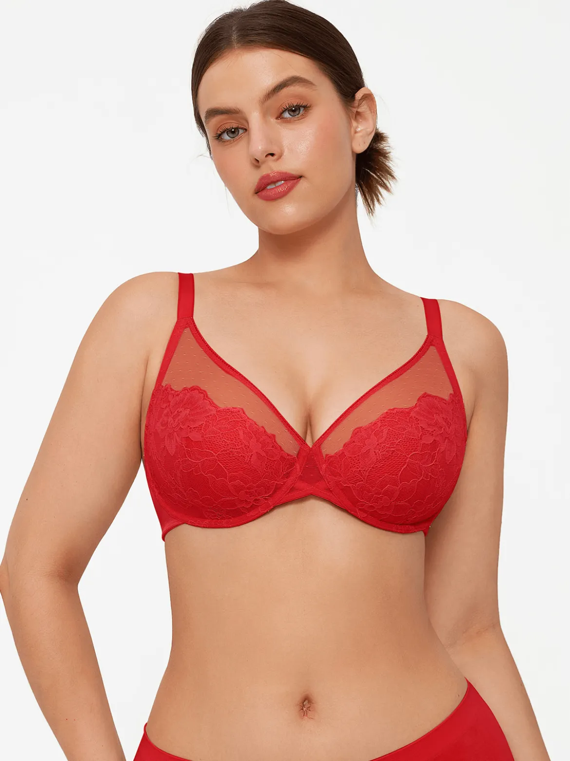 Lightweight Underwire Minimizer Lace Mesh Bra