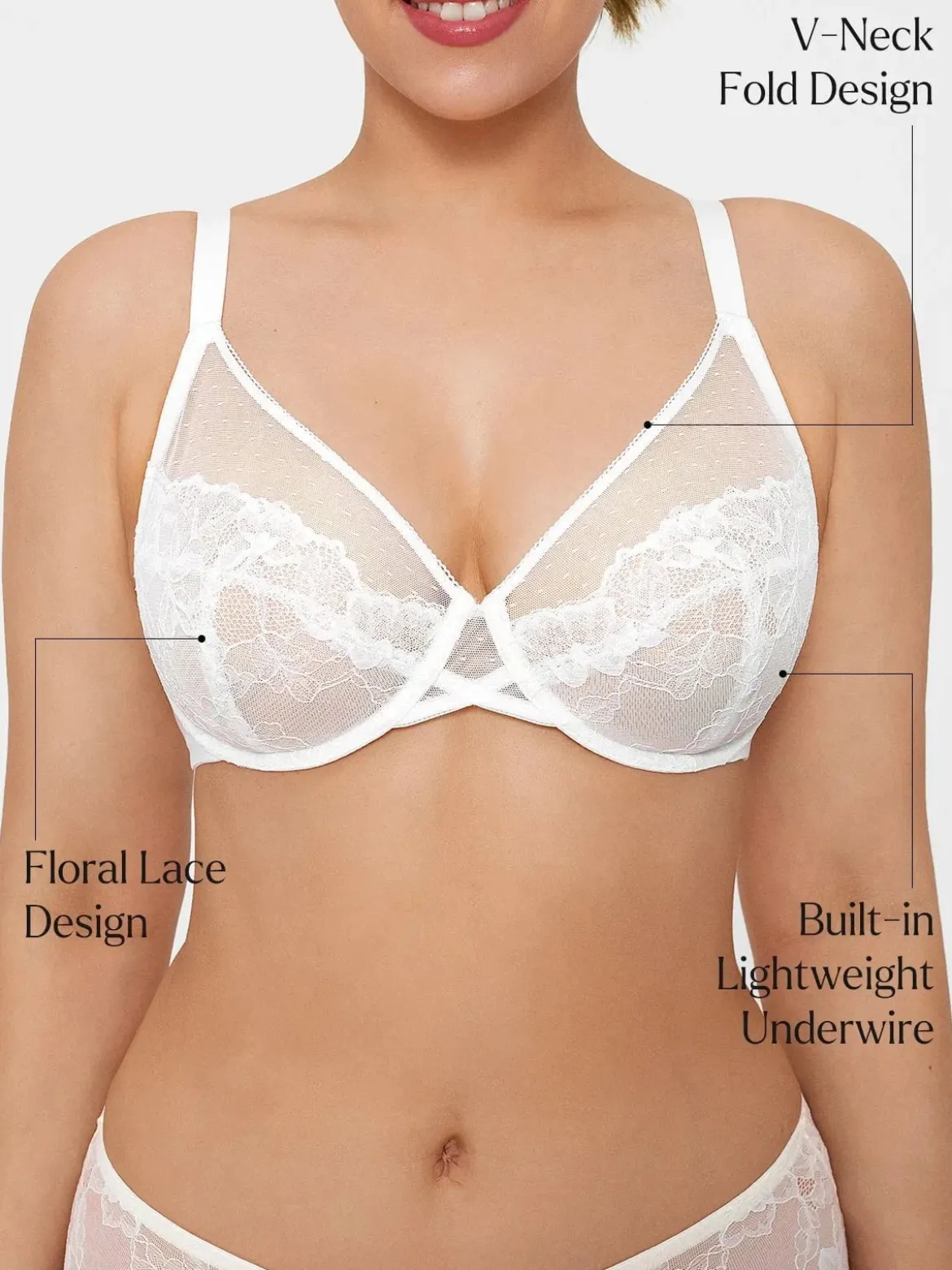 Lightweight Underwire Minimizer Lace Mesh Bra