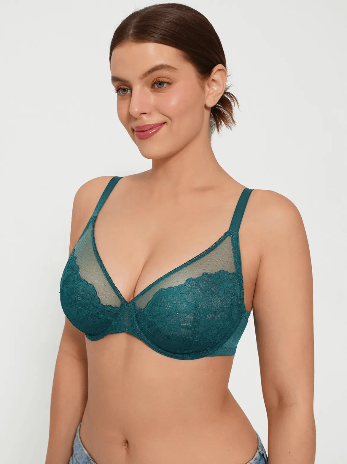 Lightweight Underwire Minimizer Lace Mesh Bra