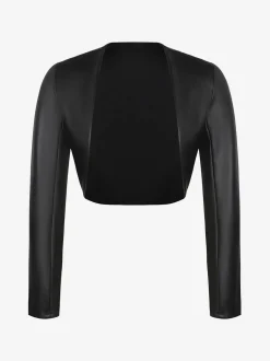Long Sleeve Faux Leather Bolero Jacket