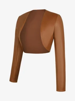 Long Sleeve Faux Leather Bolero Jacket