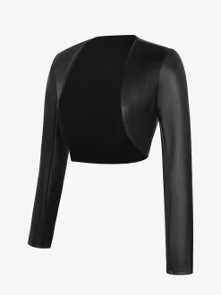 Long Sleeve Faux Leather Bolero Jacket