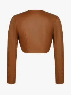 Long Sleeve Faux Leather Bolero Jacket