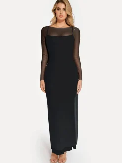 Long Sleeve Sheer Mesh Maxi Cover-Up