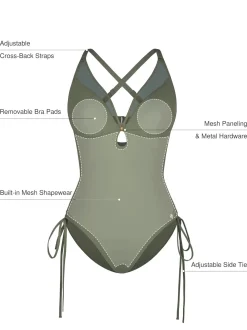 Mesh Inset Tie-Side Sculpting One-Piece Swimsuit