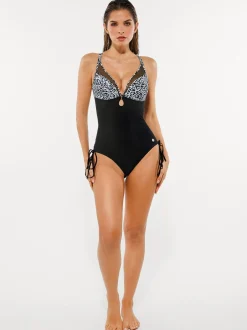 Mesh Inset Tie-Side Sculpting One-Piece Swimsuit
