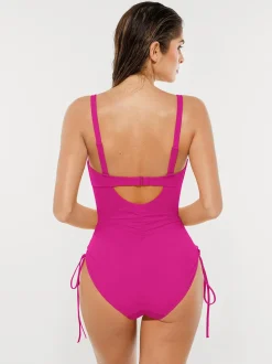 Mesh Inset Tie-Side Sculpting One-Piece Swimsuit
