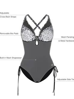 Mesh Inset Tie-Side Sculpting One-Piece Swimsuit