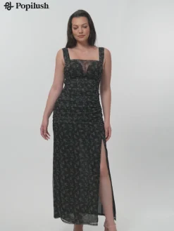 Off-The-Shoulder Sculpting Floral Print Maxi Dress
