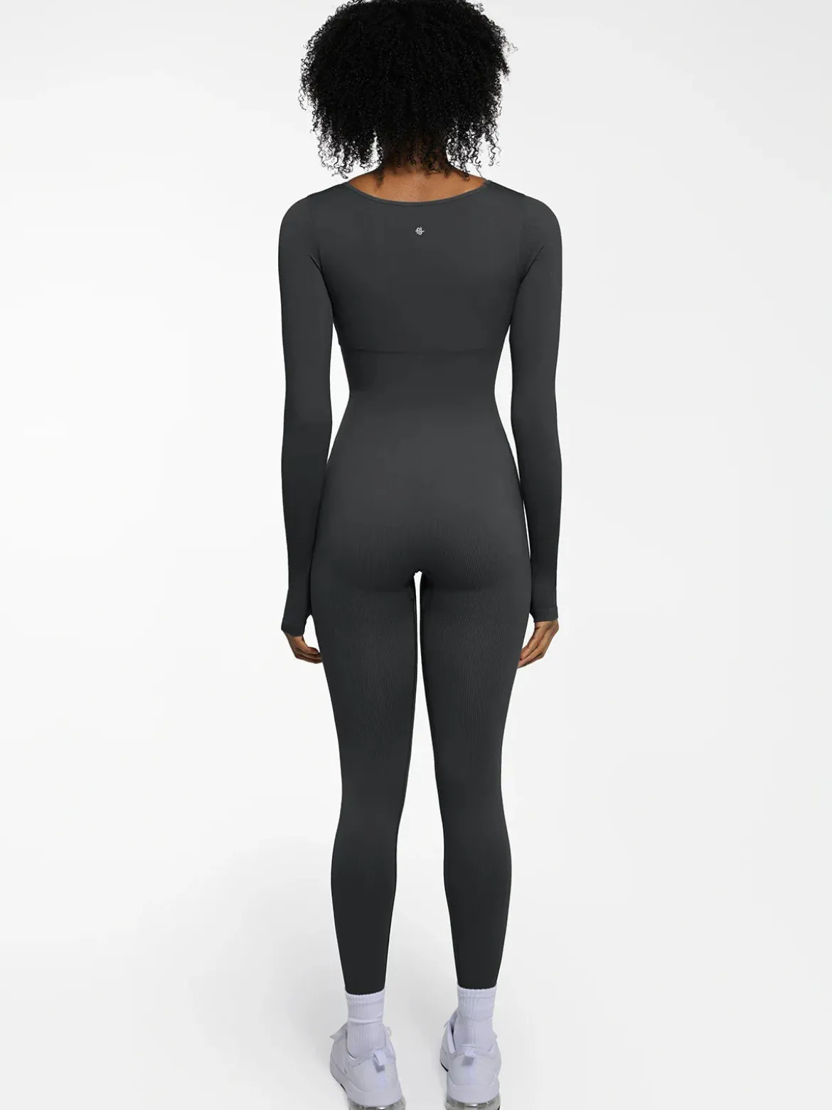 Popilush Ribbed U Neck Built-in Bra Tummy Control Jumpsuit