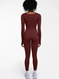 Popilush Ribbed U Neck Built-in Bra Tummy Control Jumpsuit