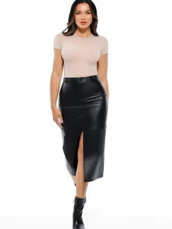 Sculpted Faux Leather Contour Skirt