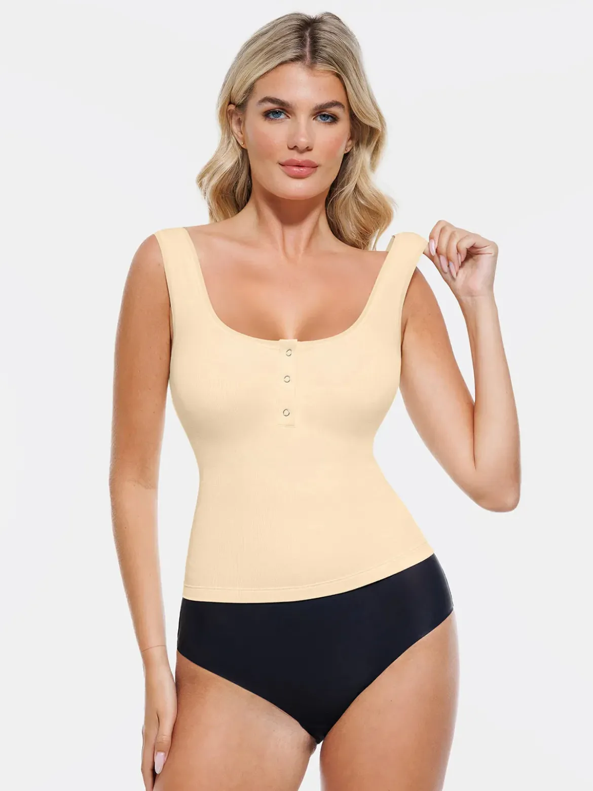 Sculpting Push-Up Square Neck Sleeveless Cami Top with Built-in Bra