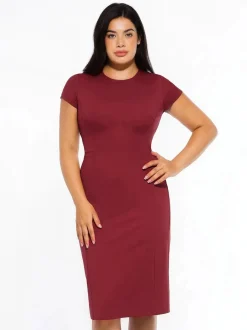 SculptWear Short Sleeve Fitted Sheath Dress