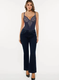 Seamless Lace V-Neck Shapewear Bodysuit
