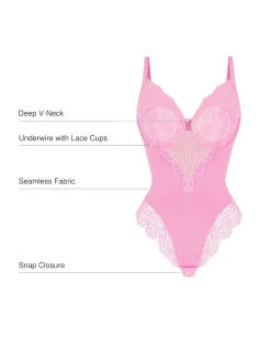 Seamless Lace V-Neck Shapewear Bodysuit