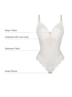 Seamless Lace V-Neck Shapewear Bodysuit