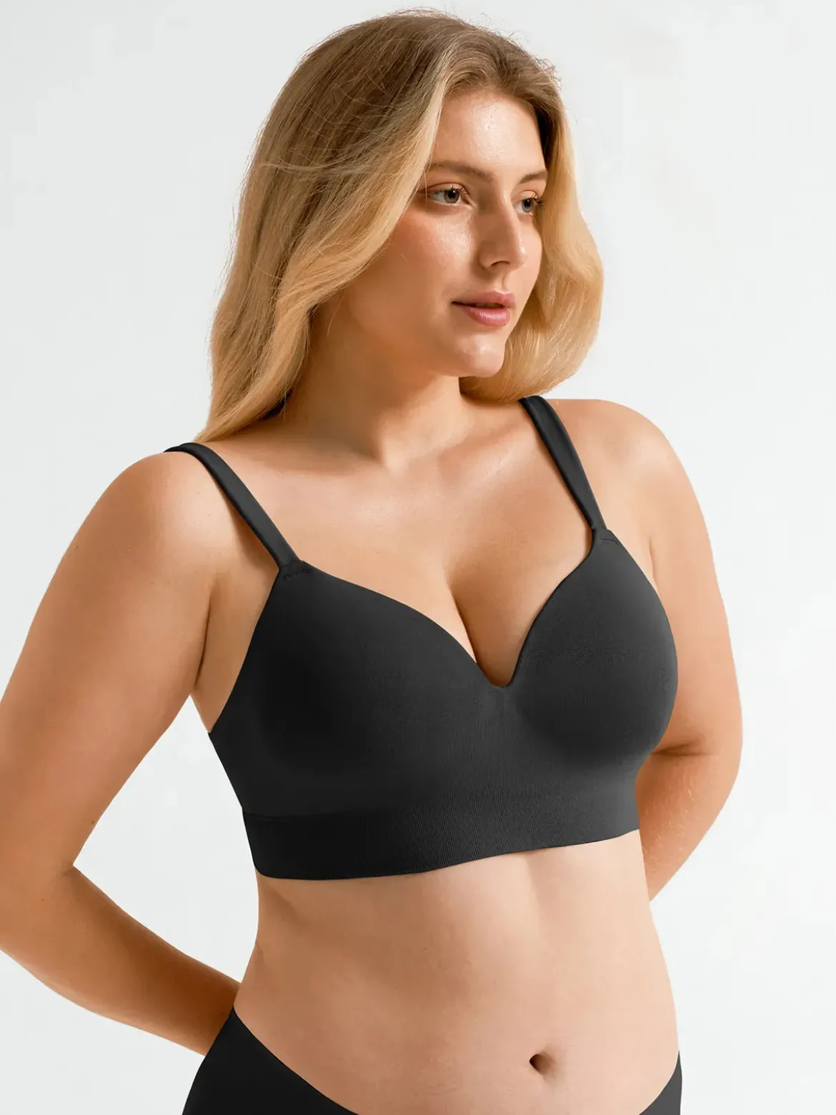Seamless Wireless Adjustable Wide-Strap T-Shirt Bra