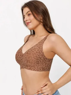 Seamless Wireless Jelly Leopard Contour Minimizer Support Bra