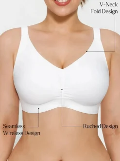 Seamless Wireless Ruched Comfort Minimizer Bra