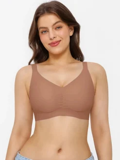 Seamless Wireless Ruched Comfort Minimizer Bra