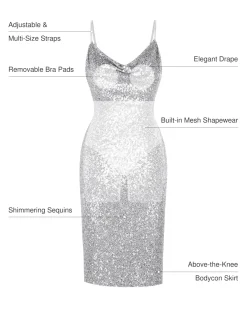 Sequin Cowl Neck Sculpting Mini Dress