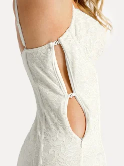 Shapewear All-Lace Hourglass Corset Side Slit Midi Dress