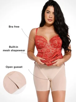 Shapewear All-Lace Hourglass Corset Side Slit Midi Dress