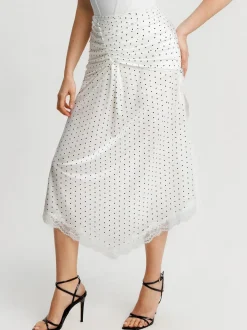 Shapewear Asymmetric Ruched Lace Midi Skirt