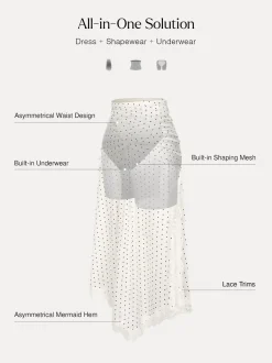 Shapewear Asymmetric Ruched Lace Midi Skirt