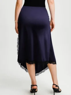 Shapewear Asymmetric Ruched Lace Midi Skirt