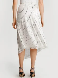 Shapewear Asymmetric Ruched Lace Midi Skirt