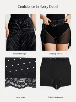 Shapewear Asymmetric Ruched Lace Midi Skirt