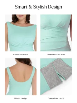 Shapewear Boatneck Draped Sculpting Maxi Dress
