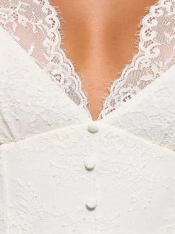 Shapewear Boho Floral Lace Front Slit Maxi Dress