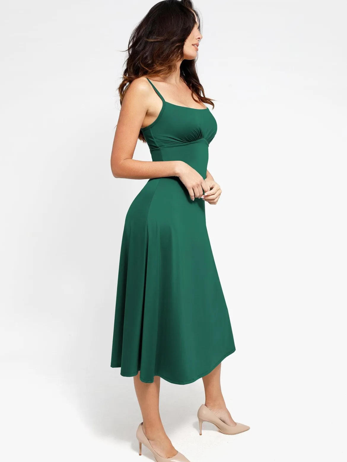 Shapewear Built-In Sculpting A-Line Midi Slip Dress
