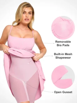 Shapewear Built-In Sculpting A-Line Midi Slip Dress